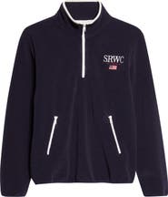 Sporty & Rich Nautical Embroidered Polar Fleece Half Zip Sweatshirt