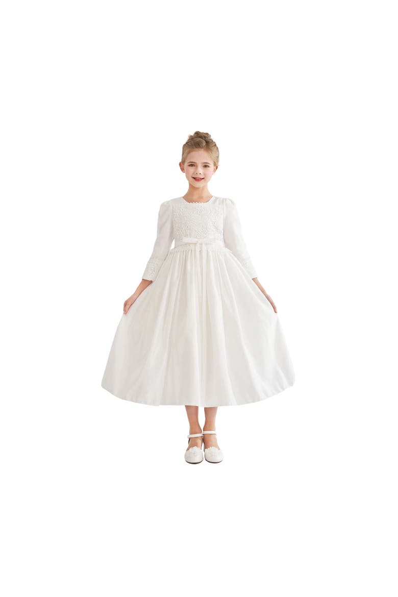 Marindel Lace & Tulle Dress, Alternate, color, White