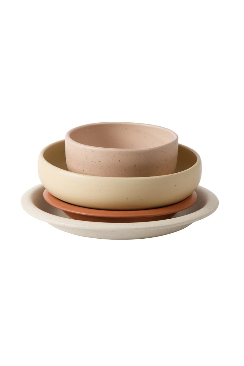 Corsica Clay 16 Piece Double Bowl Stoneware Reactive Glaze Dinnerware Set - Assorted Colors, Alternate, color, Assorted Colors