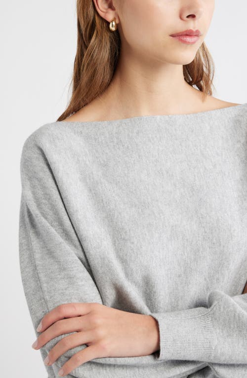 Open Edit Boat Neck Sweater In Gray