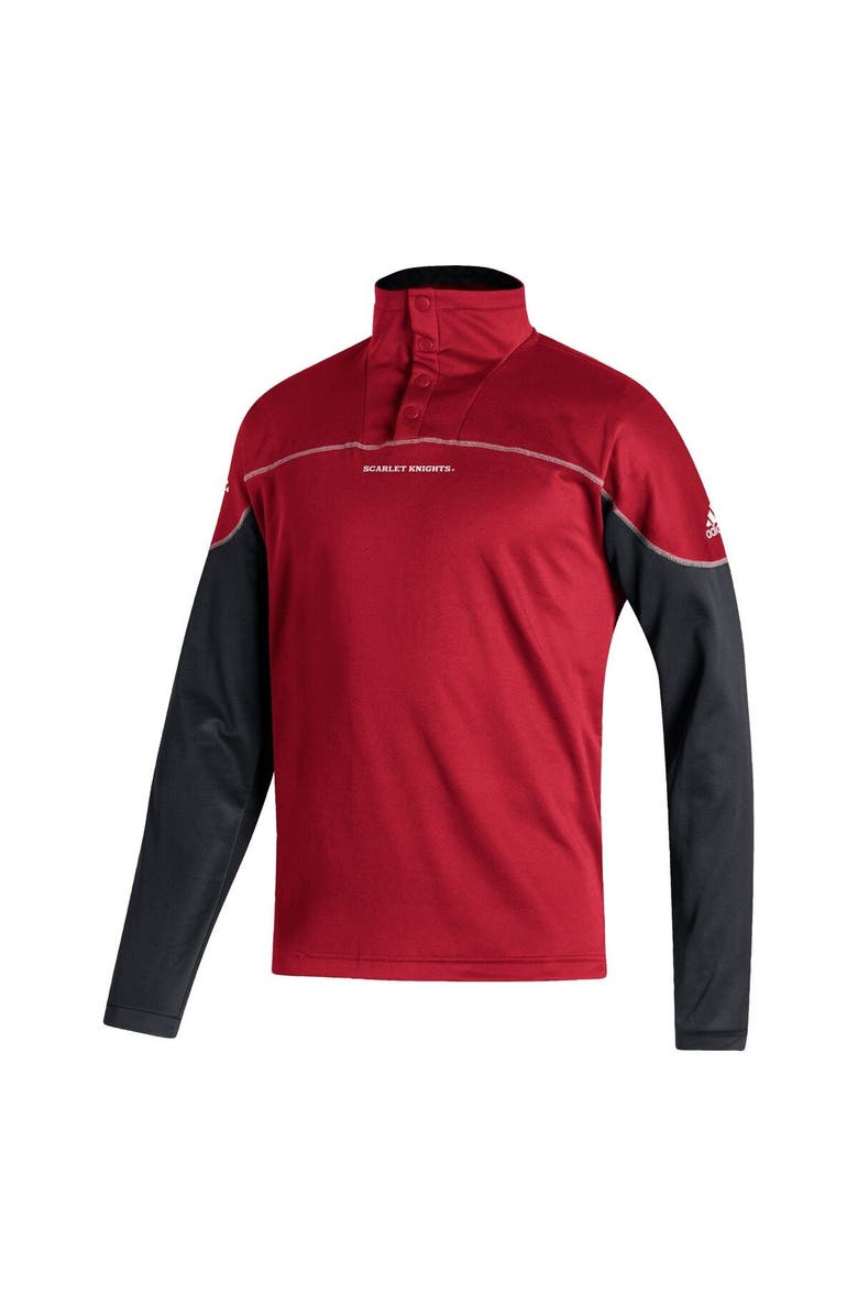 adidas Men's adidas Scarlet Rutgers Scarlet Knights AEROREADY Knit Quarter-Snap Jacket, Alternate, color, Scarlet
