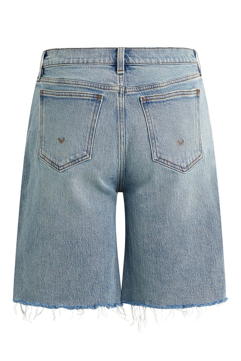London Frayed Low Rise Long Denim Shorts, Alternate, color, BLUE EYES
