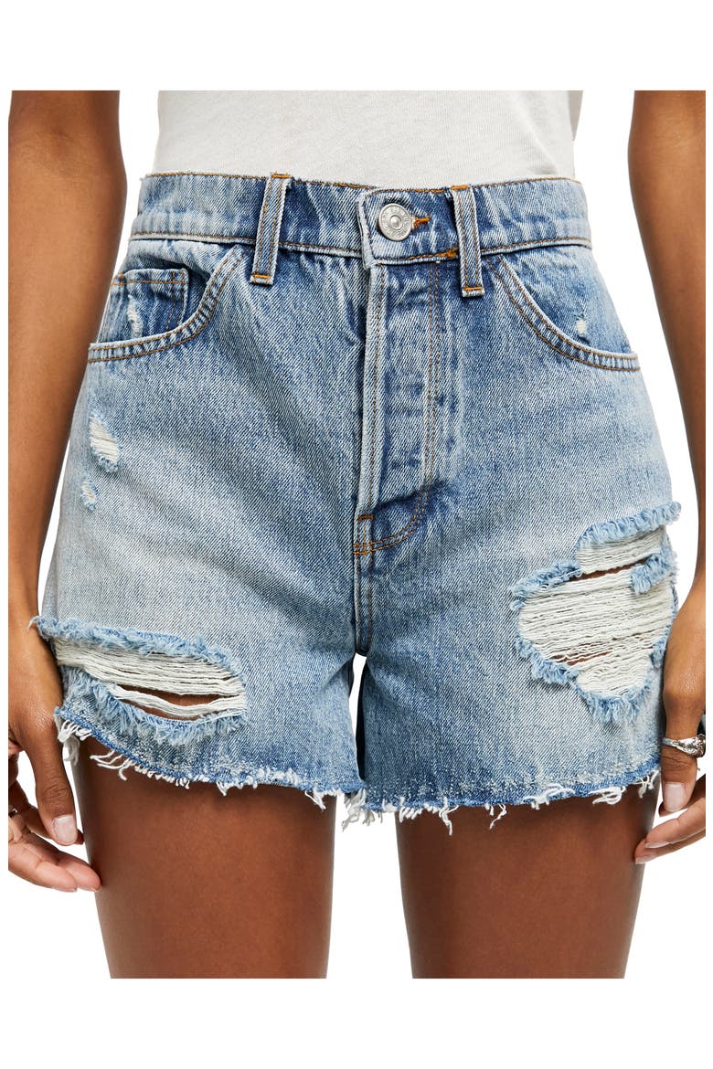 Pax Ripped High Waist Denim Shorts, Main, color, DESTROYED BLEACH