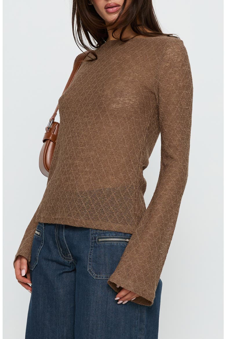 Tuppence Textured Long Sleeve Top, Alternate, color, BROWN