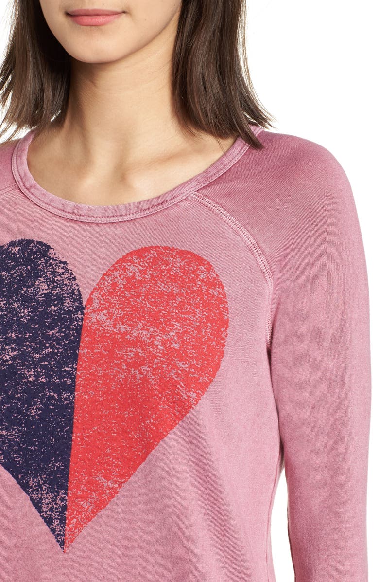 Sundry Split Heart Terry Sweatshirt, Alternate, color,