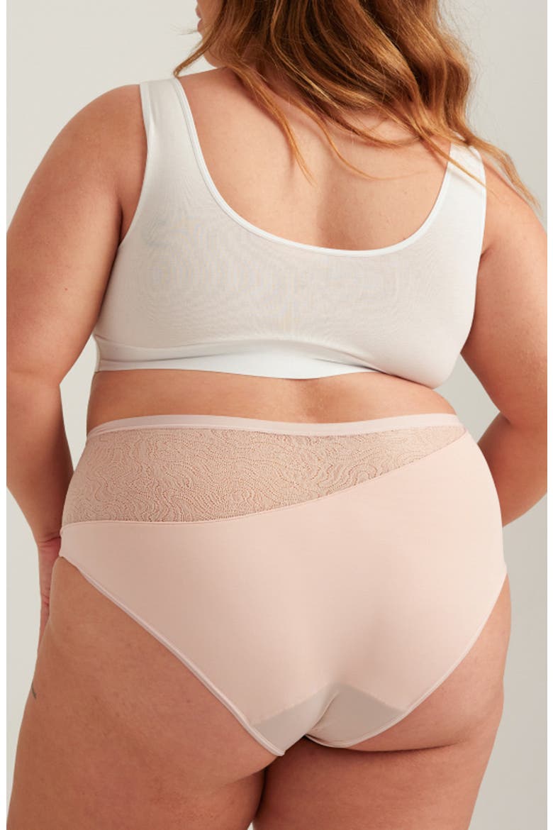 Period & Leakproof Heavy Absorbency Lace High Waist Briefs, Alternate, color, QUARTZ BLUSH