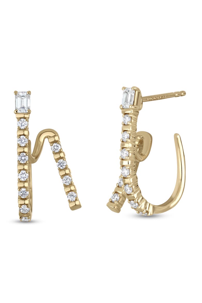 18K Gold Gatsby Diamond Hoop Earrings, Main, color, 18KY GOLD