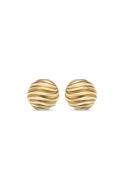 Sculpted Cable Earrings in Gold