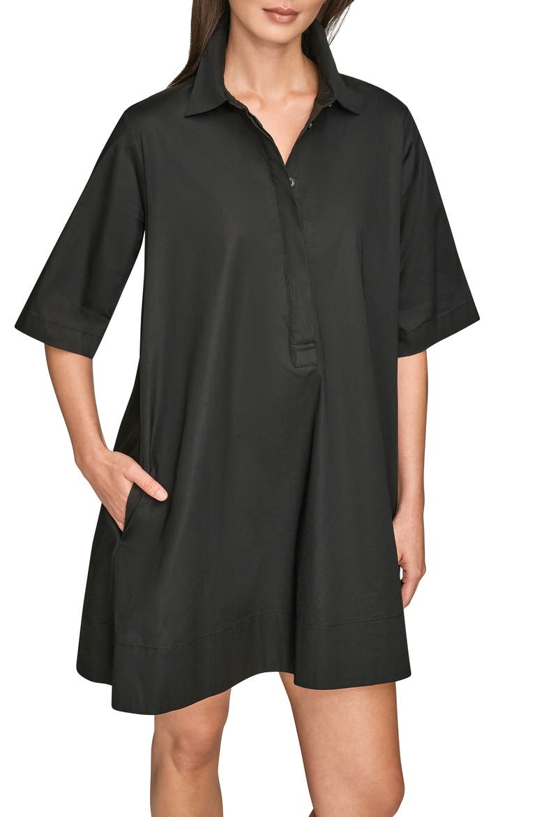 Elbow Sleeve Collar Dress, Alternate, color, BLACK