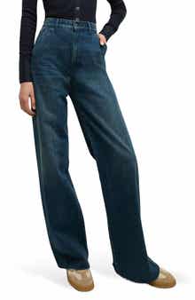 Veronica Beard Taylor Raw Hem High Waist Wide Leg Jeans