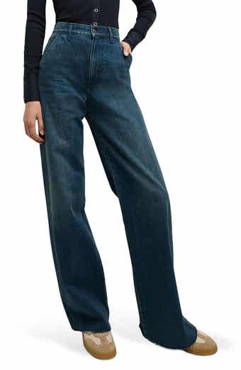 Veronica Beard Taylor Raw Hem High Waist Wide Leg Jeans