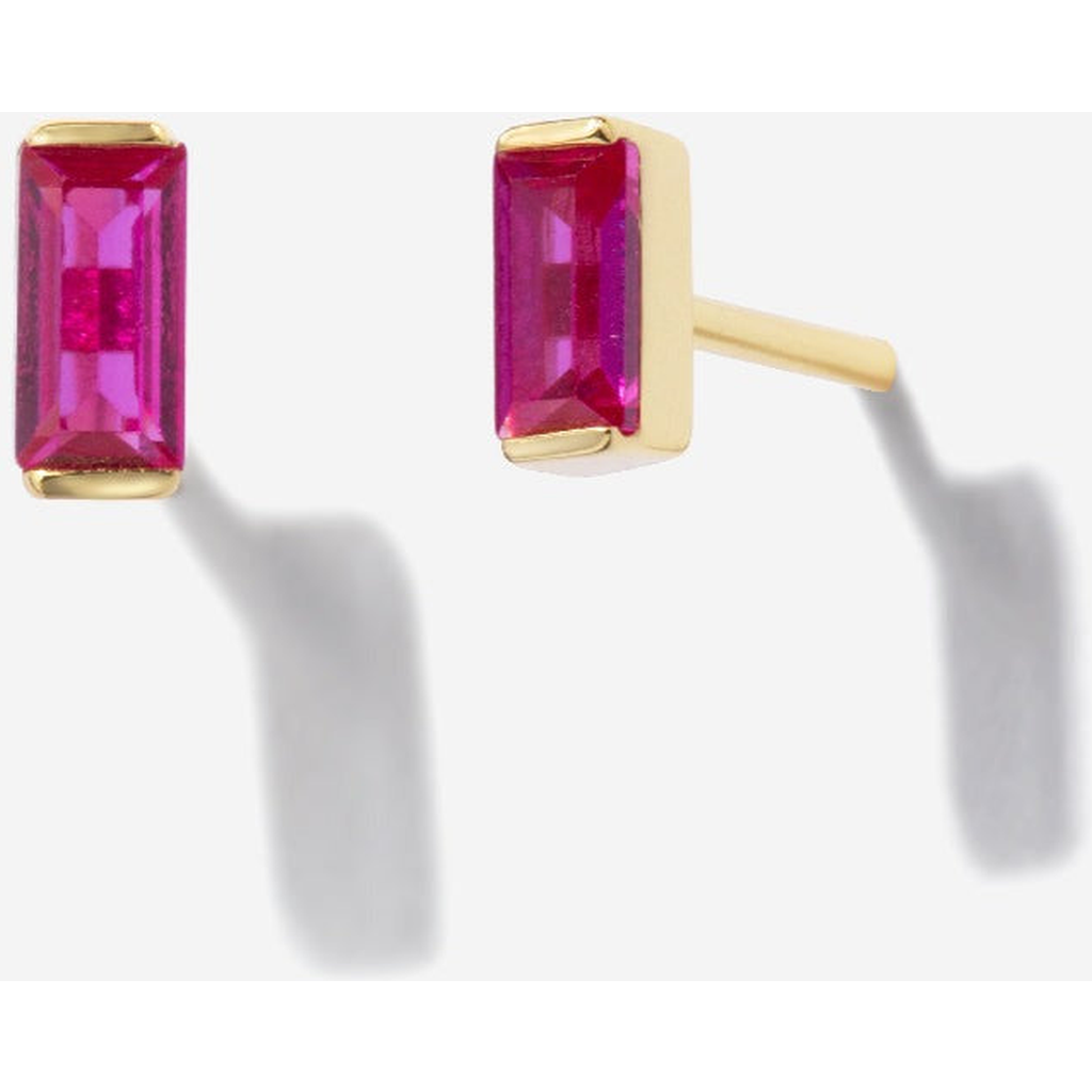 Little Sky Stone Baguette Stud Earrings In Bright Pink/red
