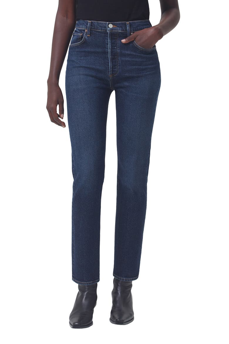 Riley High Waist Ankle Straight Leg Jeans, Main, color, DIVIDED