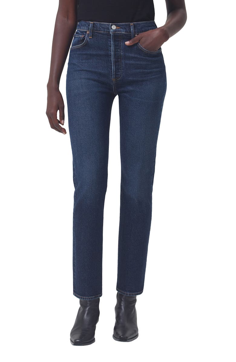 AGOLDE Riley High Waist Ankle Straight Leg Jeans, Main, color,