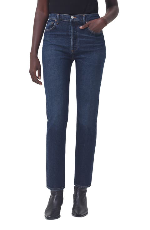 Riley High Waist Ankle Straight Leg Jeans