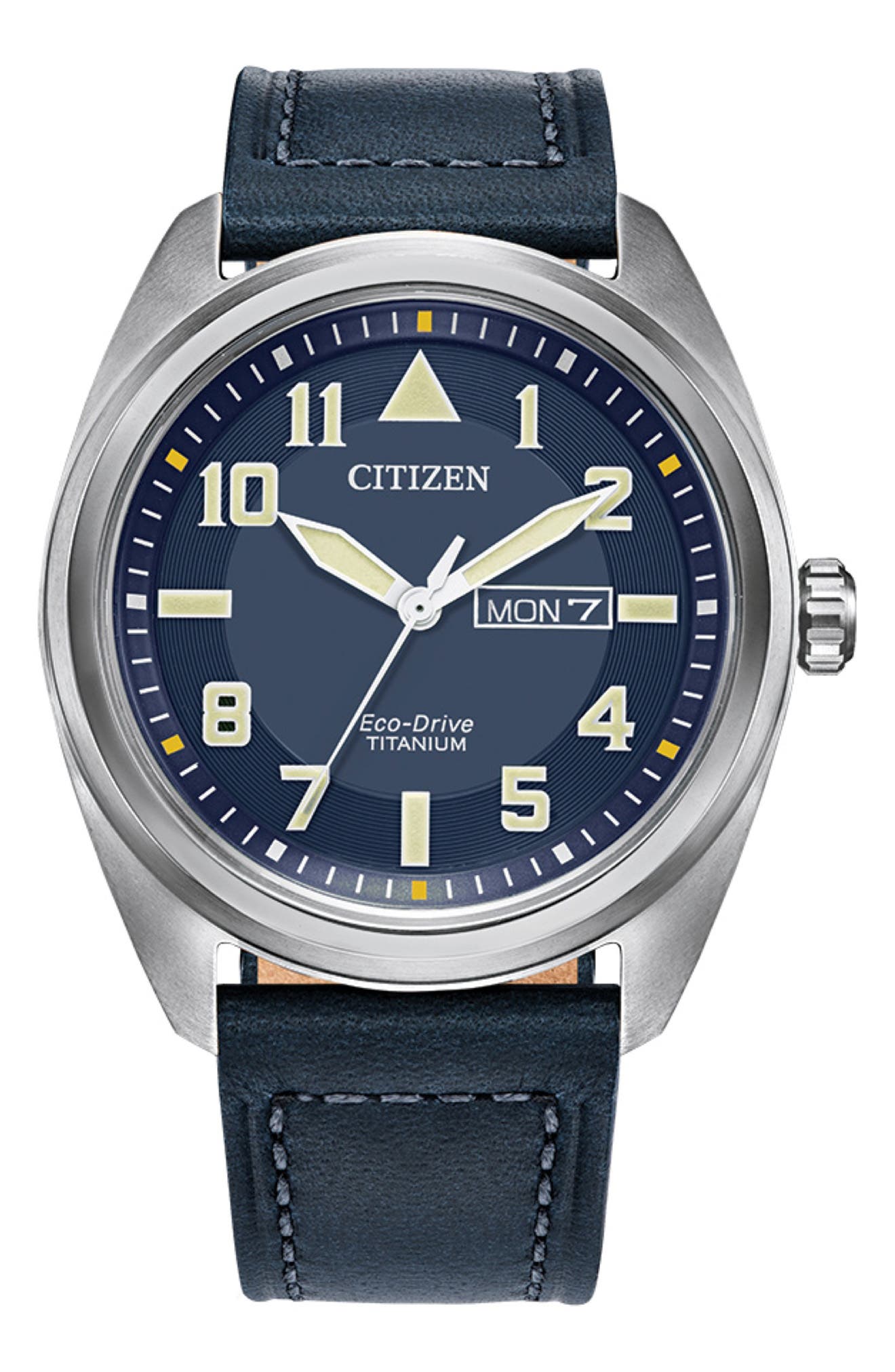 Citizen Titanium Leather Strap Watch, 42mm