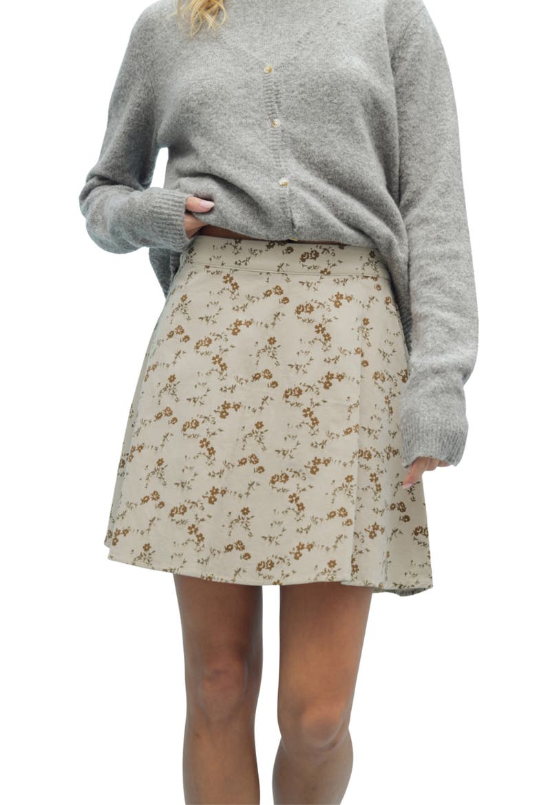 Floral Corduroy Miniskirt, Alternate, color, STONE/ MOCHA
