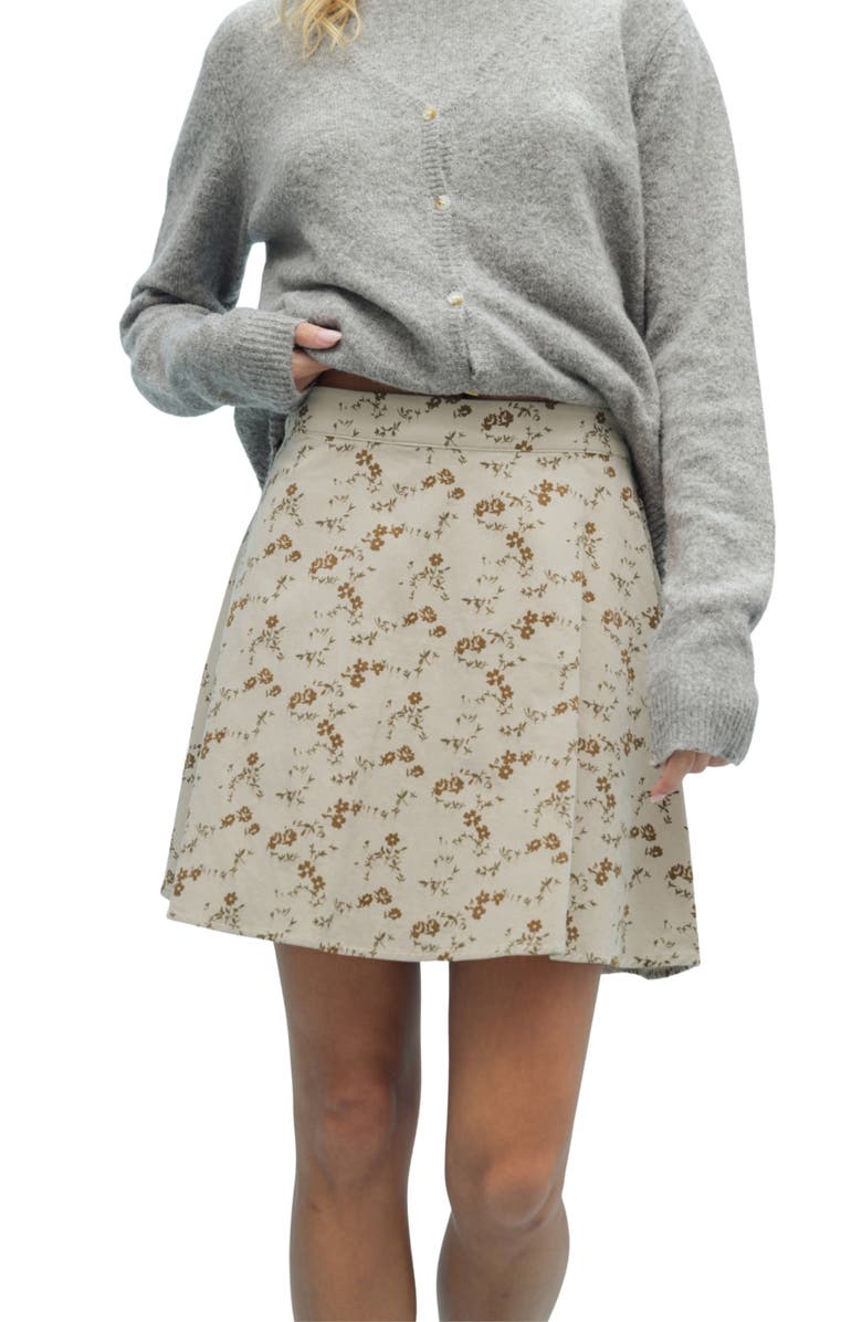 WISHLIST Floral Corduroy Miniskirt, Alternate, color, Stone/ Mocha