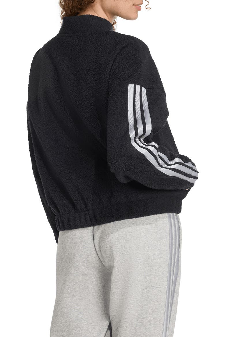 Fleece Zip Jacket, Alternate, color, BLACK/ SILVER METALLIC