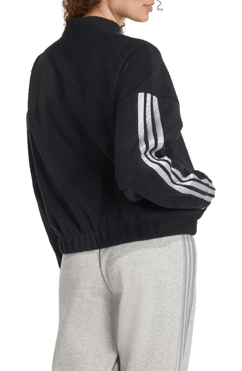 adidas Fleece Zip Jacket, Alternate, color, Black/ Silver Metallic
