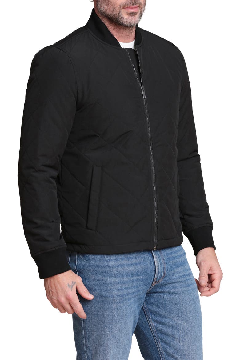 Quilted Bomber Jacket, Alternate, color, BLACK