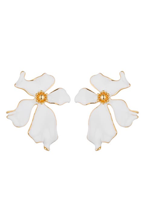 Aya Floral Enamel Stud Earrings