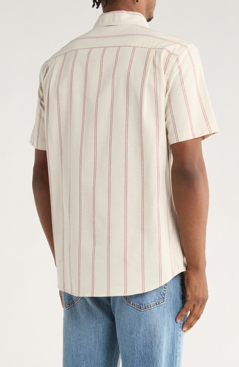 Quiksilver Keel Stripe Classic Fit Short Sleeve Shirt, Alternate, color, Silver Birch