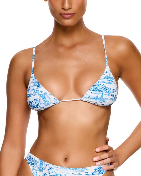 Summer Toile Triangle Bikini Top Swimsuit