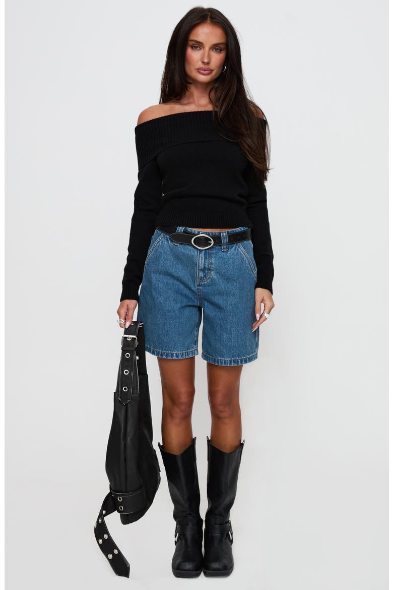 One for Me Off the Shoulder Sweater, Alternate, color, BLACK
