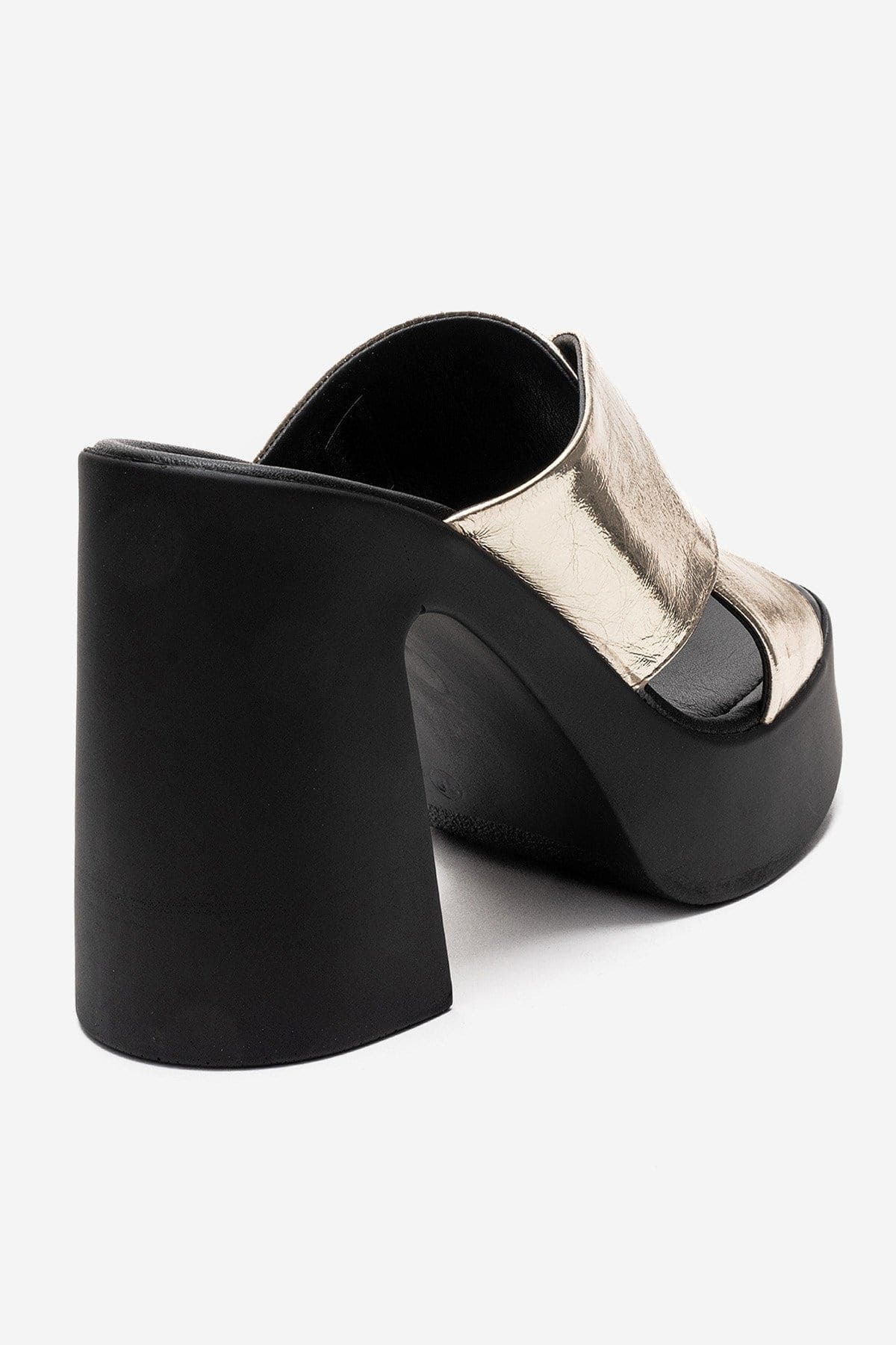 Essenza Leather Platform Block Heel Sandal, Alternate, color, Gold