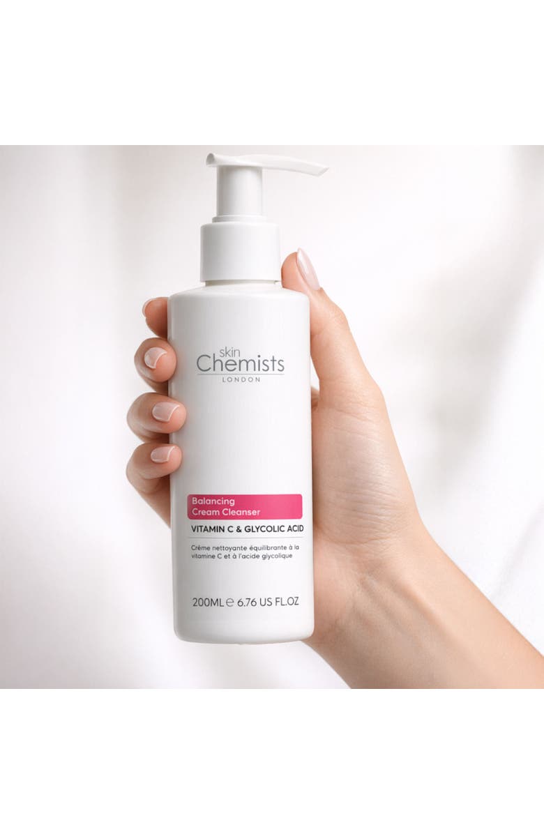 SKINCHEMISTS Balancing Vitamin C & Glycolic Acid Cream Cleanser 200ml for Acne & Blemishes, Large Pores, Alternate, color, White