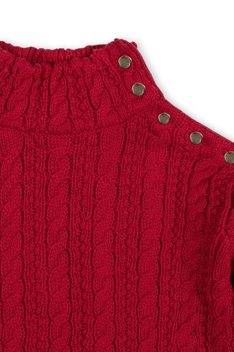 Kids' Organic Cotton Ruffle Cuff Turtleneck Sweater, Alternate, color, Red