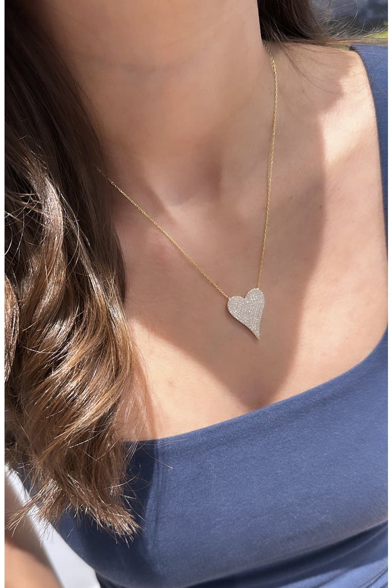 Pavé Heart Pendant Necklace, Alternate, color, GOLD / LIGHT PINK