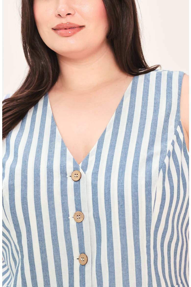 Striped Cotton Vest, Alternate, color, BLUE/ NATURAL
