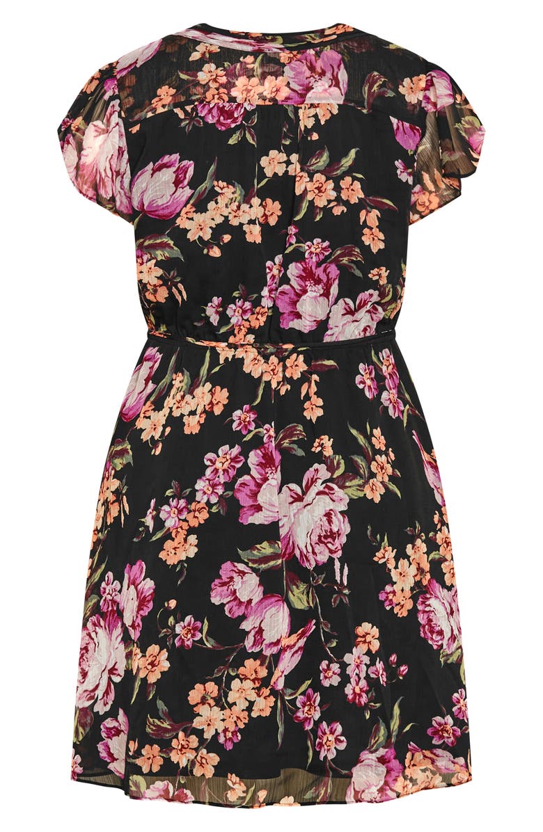 City Chic Margo Print Tie Waist Dress, Alternate, color, Print