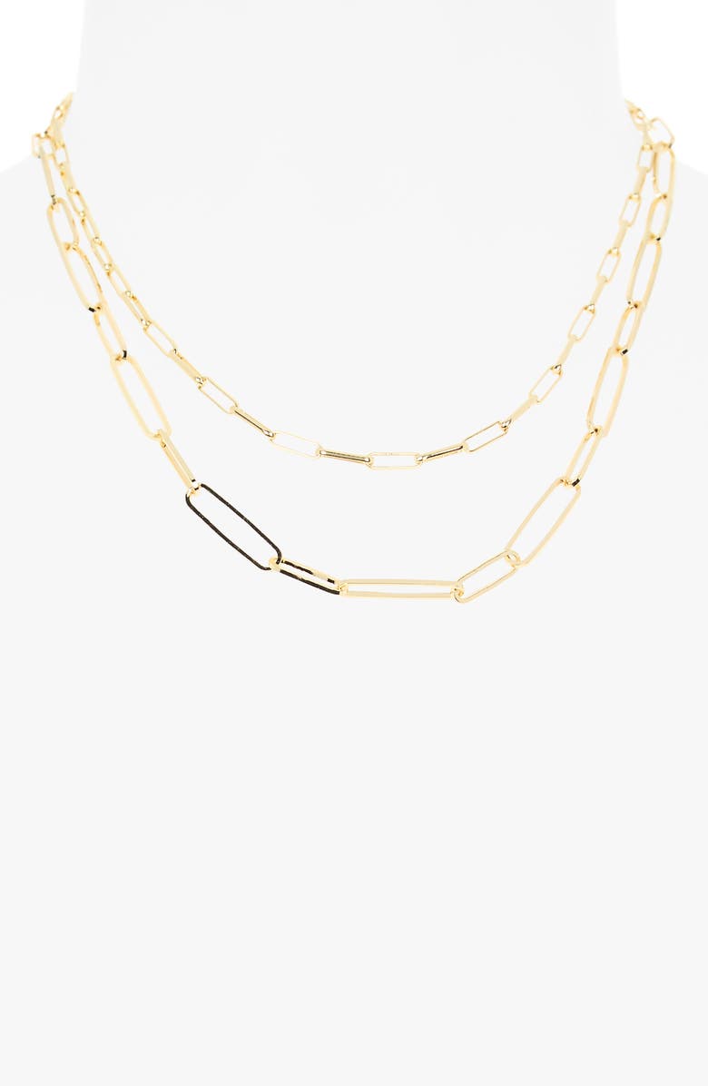 NORDSTROM RACK Set of Two Mixed Chain Necklaces, Alternate, color, Gold