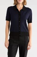 DKNY Striped Short Sleeve Sweater