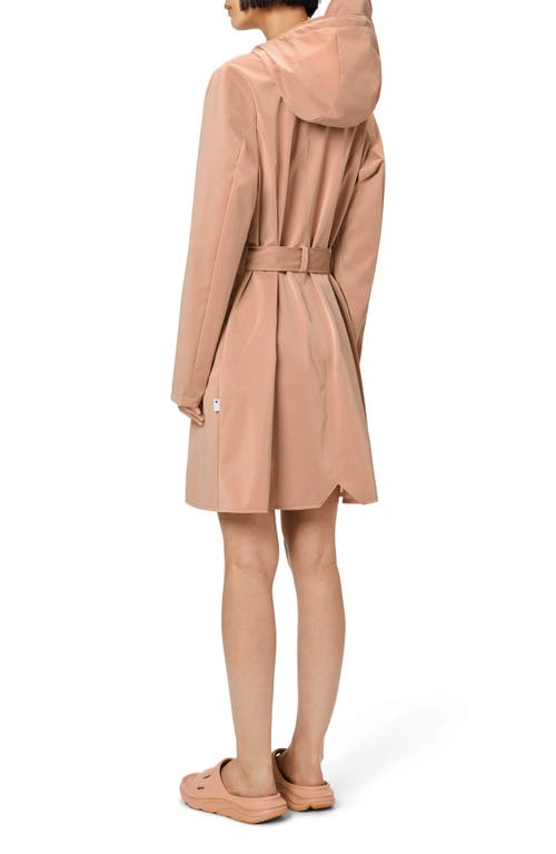 Rains Curve Waterproof Belted Jacket In Brown