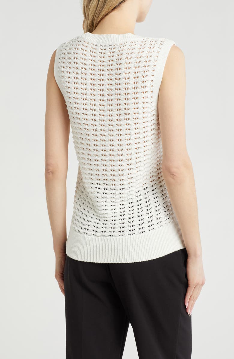 Calvin Klein Open Stitch Cotton Sweater Tank, Alternate, color, Cream