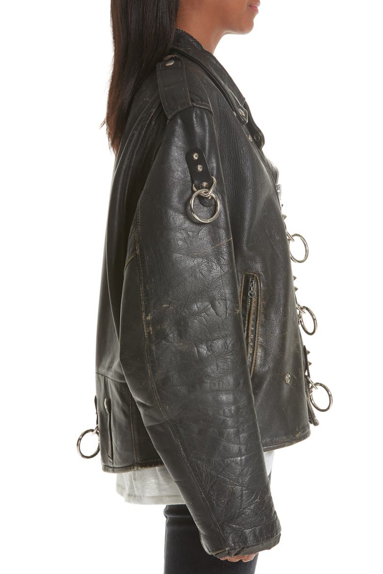 Refurbished Leather Moto Jacket, Alternate, color, BLACK