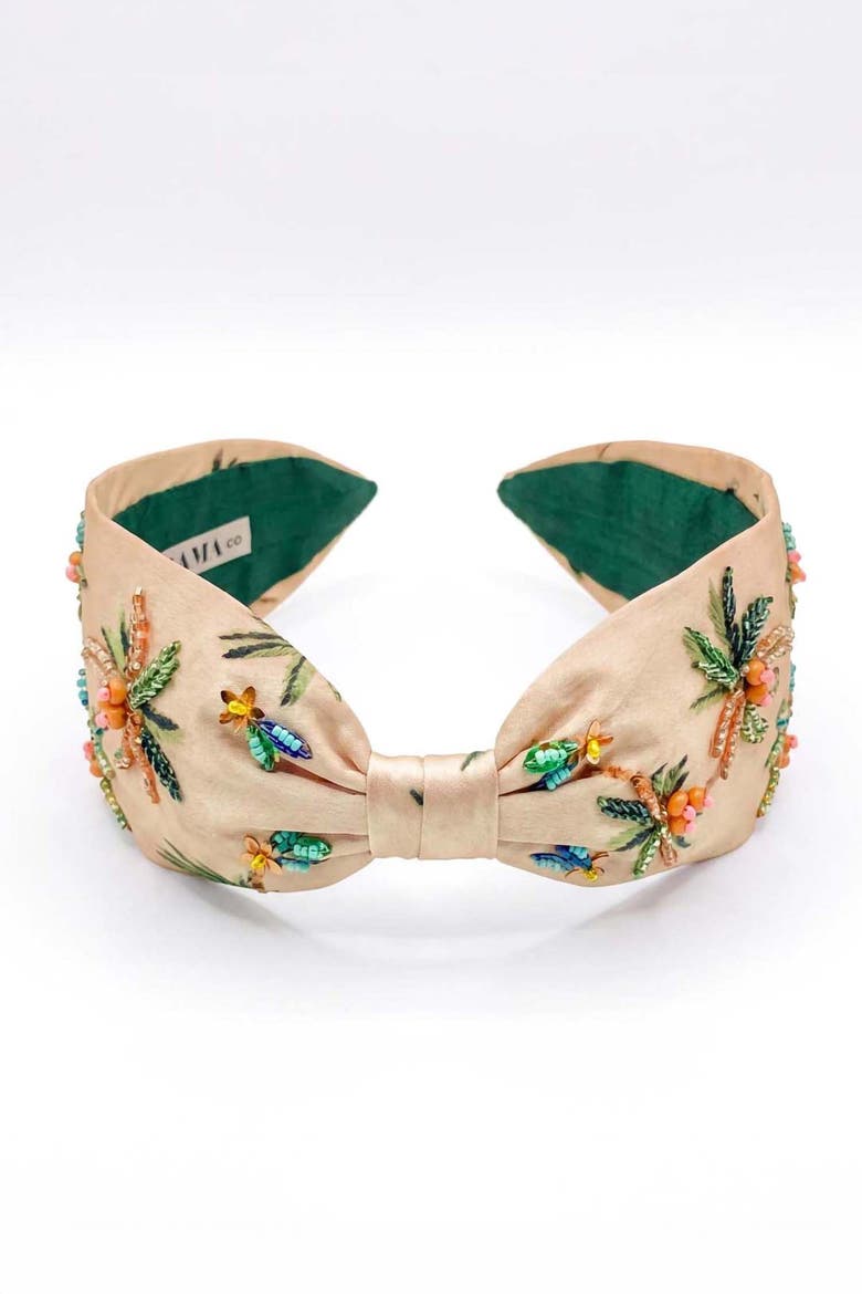 Palm Poetry Headband, Alternate, color, Beige
