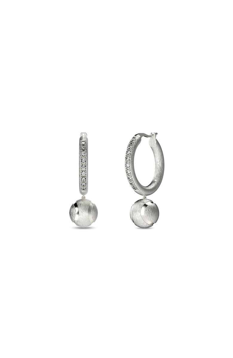 PASCAL The Tennis Ball Hoop Earring, White Diamond Pavé, Main, color, Silver / White Diamond