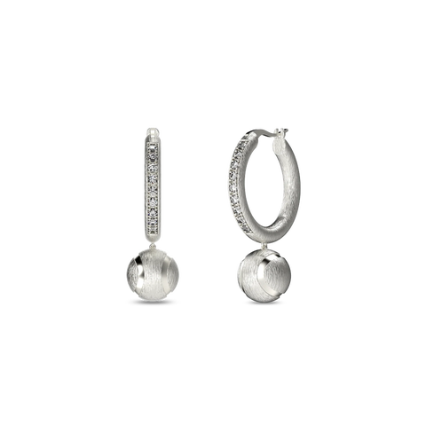 The Tennis Ball Hoop Earring, White Diamond Pavé
