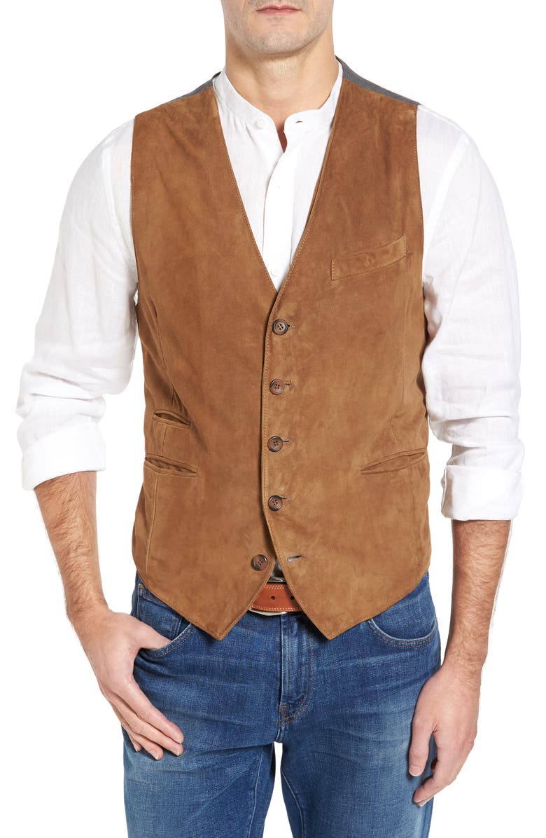 Missani Le Collezioni Lamb Front Vest, Main, color, Tobacco