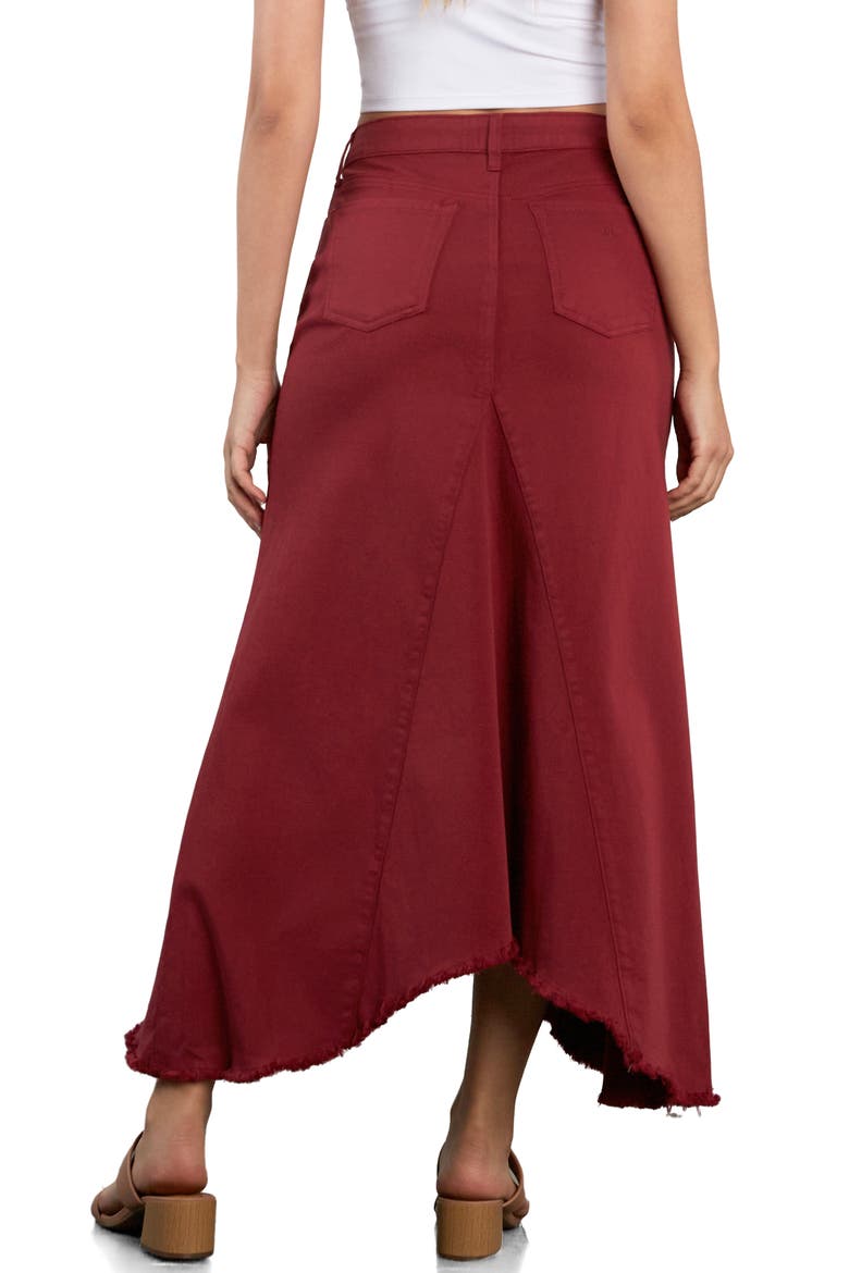 Selma Pieced Asymmetric Denim Maxi Skirt, Alternate, color, POMEGRANITE