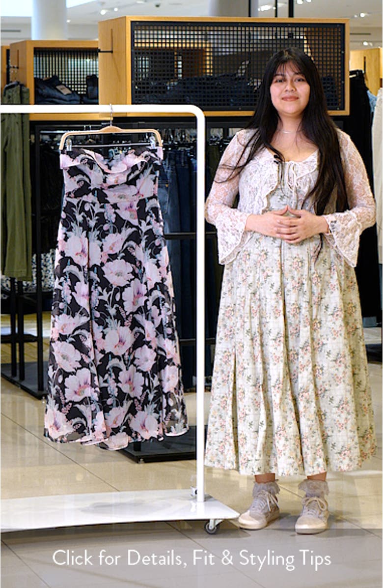 Elena Floral Strapless Cocktail Midi Dress, sales video thumbnail