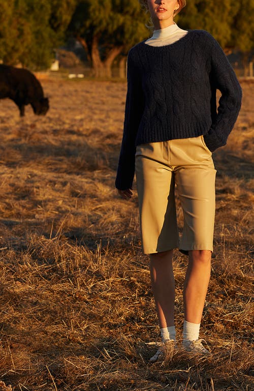 Crescent Cable Knit Sweater In Blue