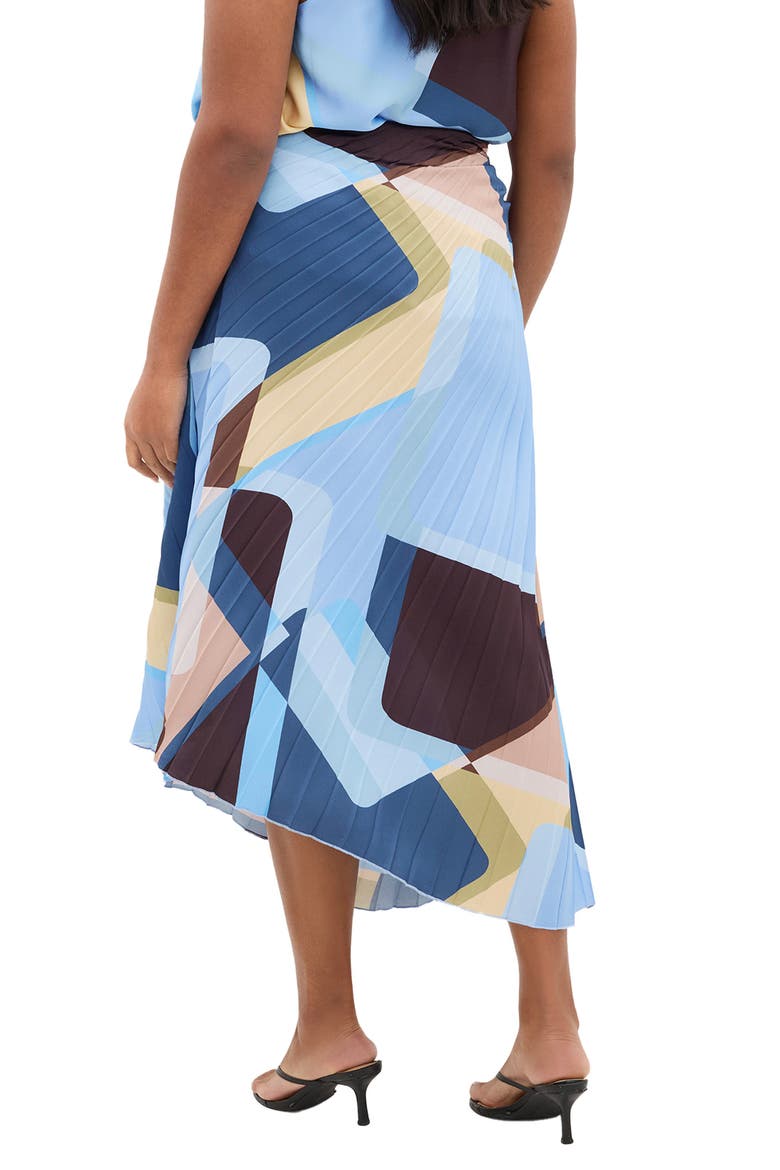 Amaya Pleated Asymmetrical Skirt, Alternate, color, BLUE ABSTRACT