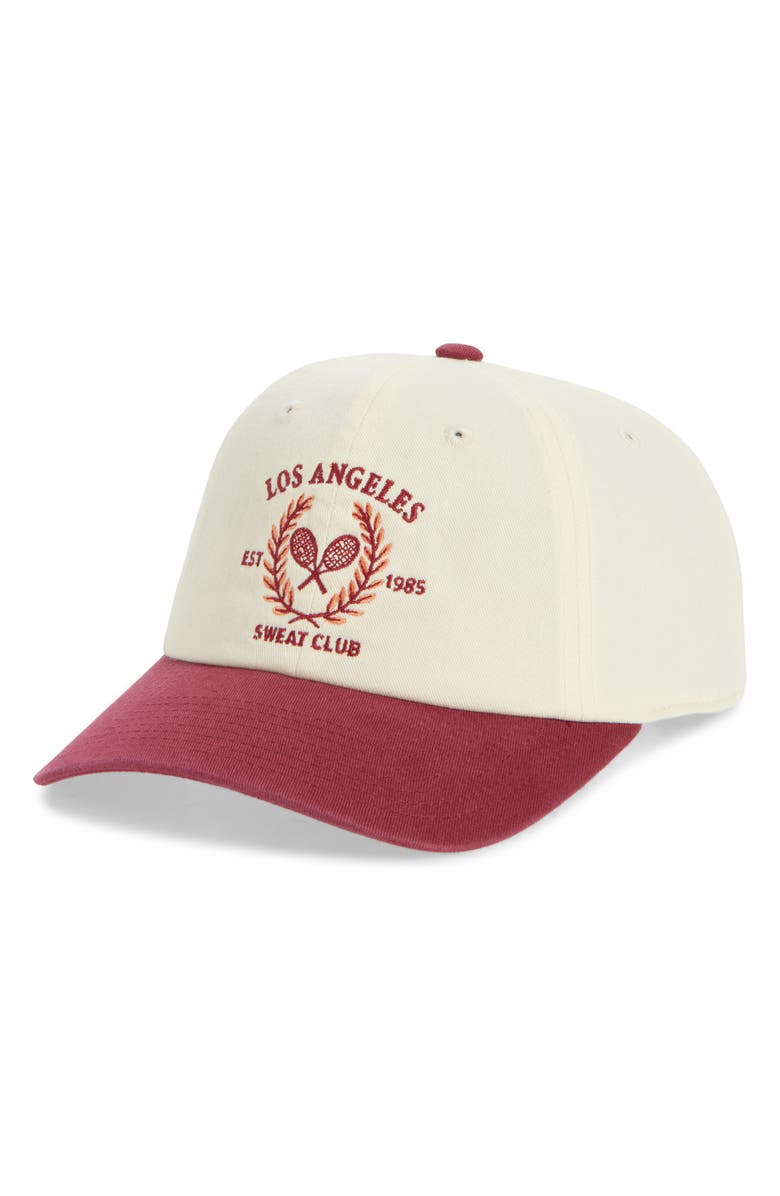 American Needle Sweat Club Cotton Baseball Cap, Main, color, Ivory / Burgundy