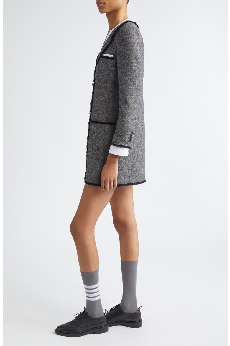 Donegal Long Sleeve Wool Dress, Alternate, color, BLACK/ WHITE